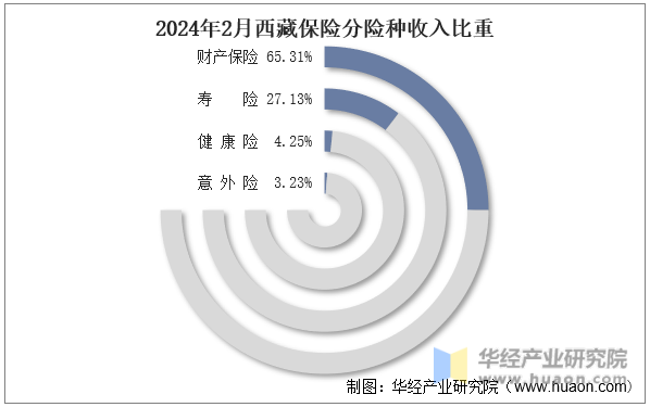2024年2月西藏保险分险种收入比重