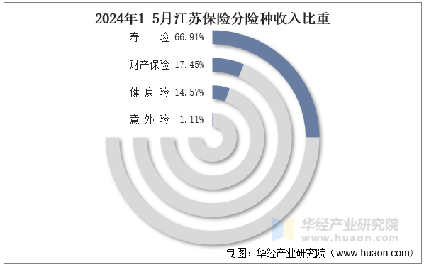 2024年1-5月江苏保险分险种收入比重