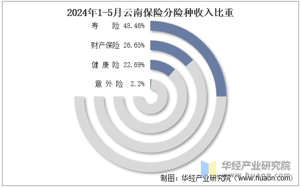 2024年1-5月云南保险分险种收入比重