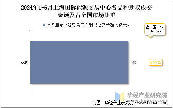 2024年1-6月上海国际能源交易中心各品种期权成交金额及占全国市场比重