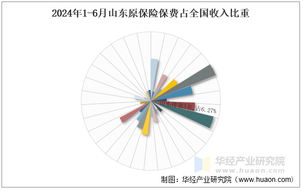 2024年1-6月山东原保险保费占全国收入比重