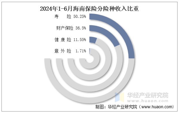 2024年1-6月海南保险分险种收入比重