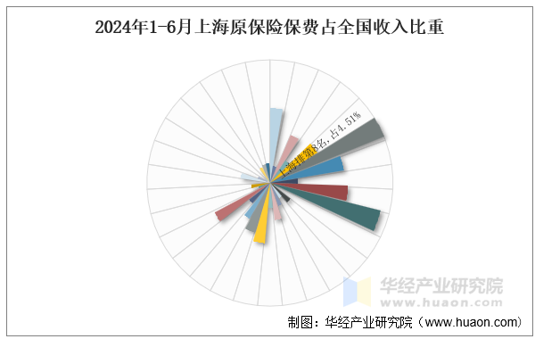 2024年1-6月上海原保险保费占全国收入比重