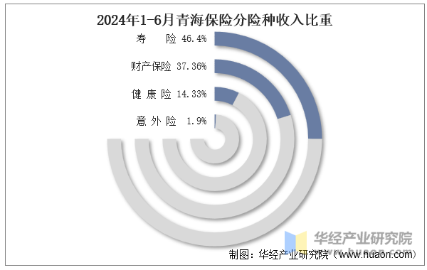 2024年1-6月青海保险分险种收入比重