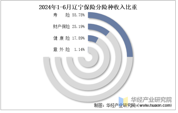 2024年1-6月辽宁保险分险种收入比重