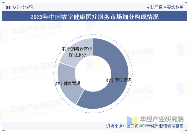 2023年中国数字健康医疗服务市场细分构成情况