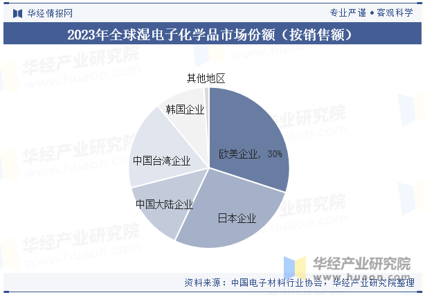 2023年全球湿电子化学品市场份额（按销售额）