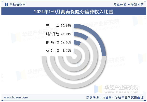 2024年1-9月湖南保险分险种收入比重