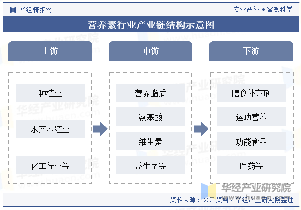 营养素行业产业链结构示意图