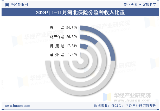 2024年1-11月河北保险分险种收入比重