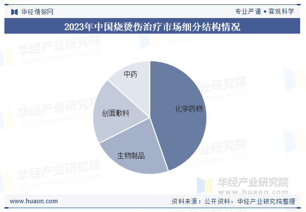 2023年中国烧烫伤治疗市场细分结构情况