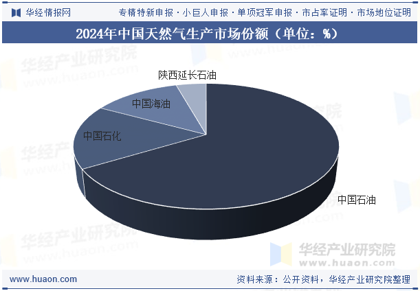2024年中国天然气生产市场份额（单位：%）
