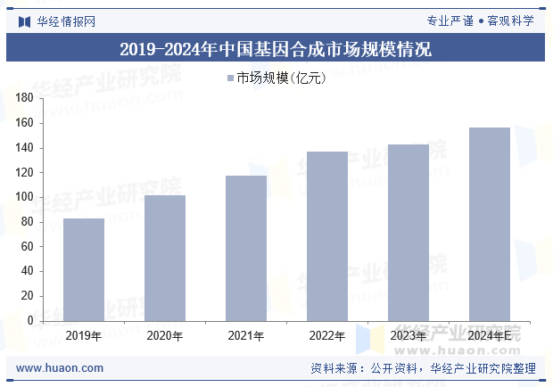 2019-2024年中国基因合成市场规模情况