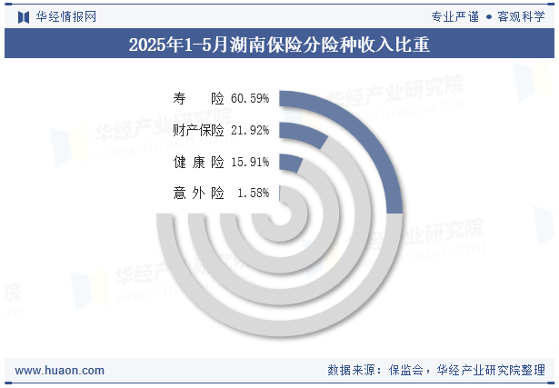 2025年1-5月湖南保险分险种收入比重