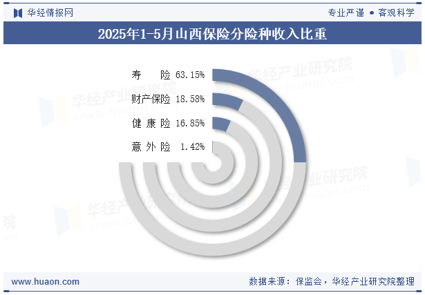 2025年1-5月山西保险分险种收入比重