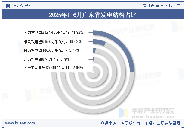 2025年1-6月广东省发电结构占比